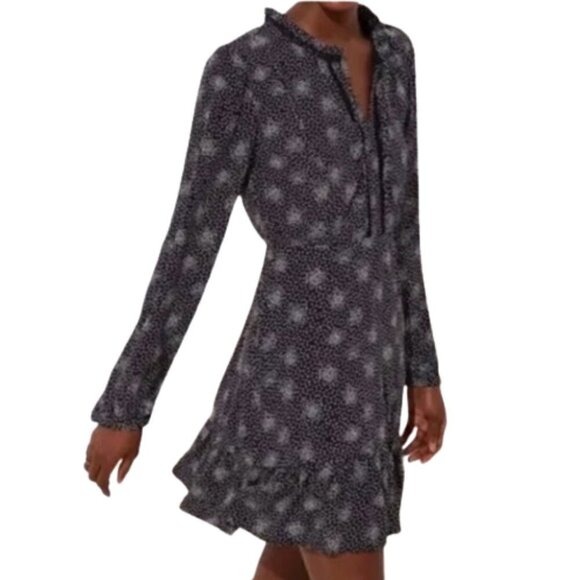 Loft Women's Black & White Rayon Mock Neck Long Sleeve Knee Length Dress 6 NWT - Picture 13 of 13